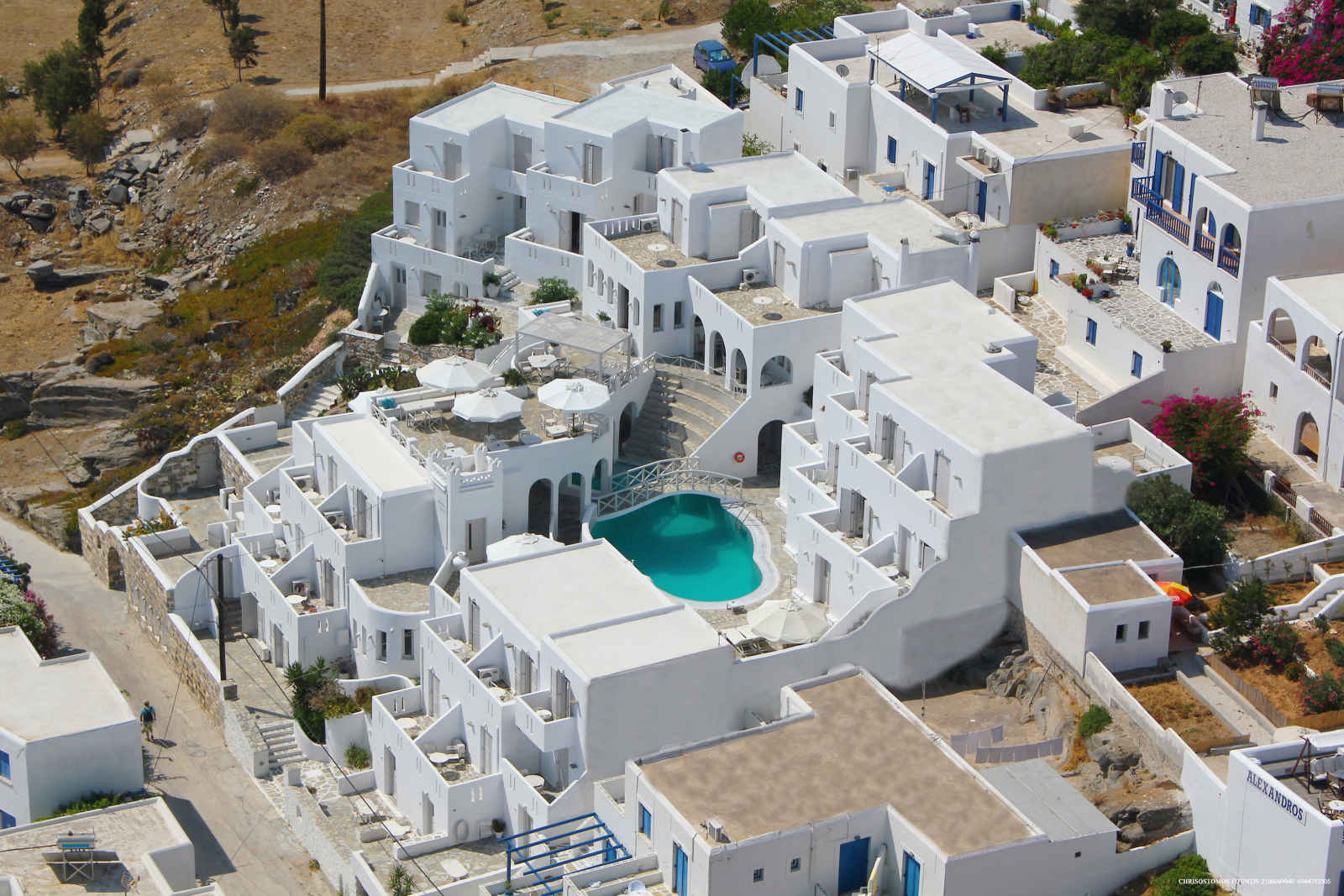 Vue aérienne, Kanale’s Rooms & Suites, Paros, Grèce