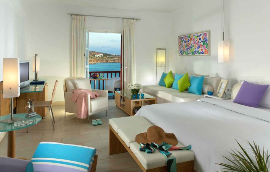 Chambre, Petasos Beach Resort & Spa, Mykonos, Grèce.