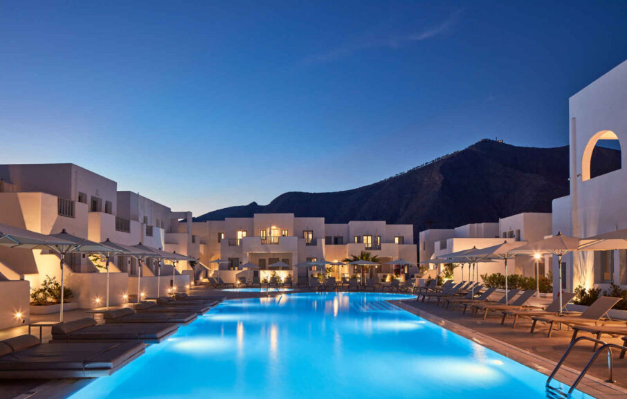 Piscine, Aquablue Hotel, santorin, Grèce.