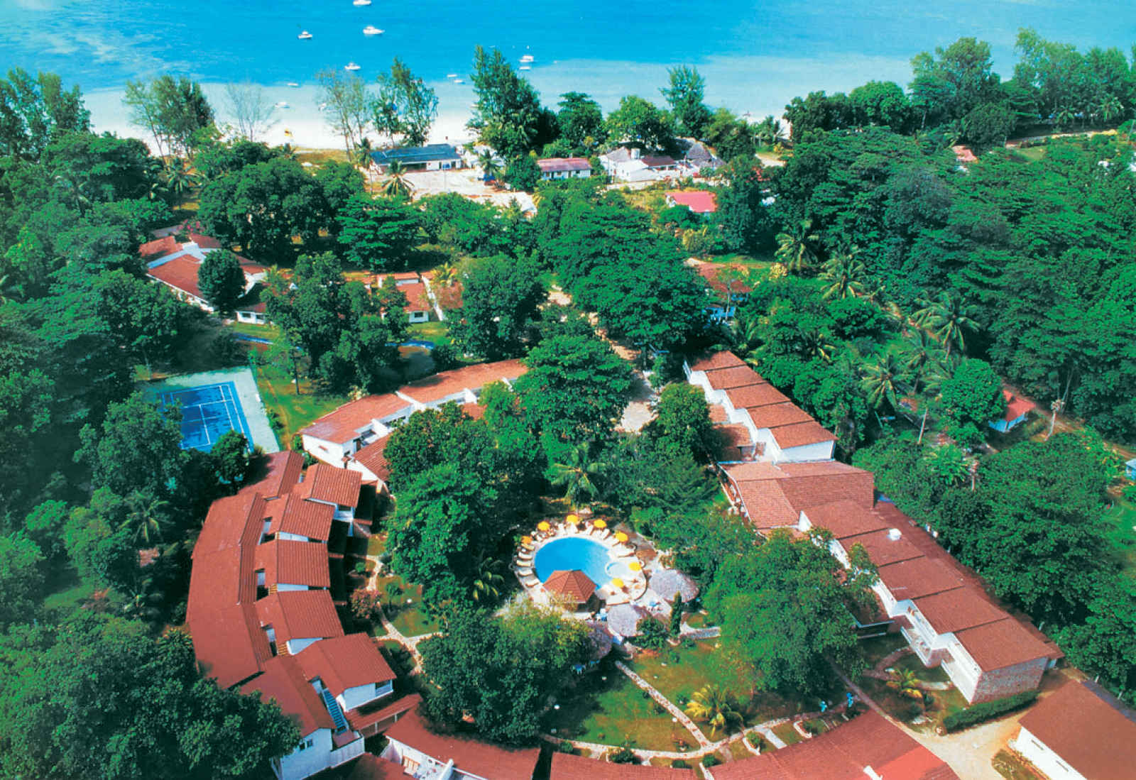 Vue aérienne, Berjaya Praslin Resort, Praslin, Seychelles