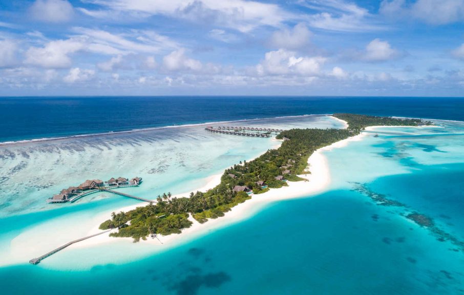 Vue aérienne,  Niyama Private Island, atoll de Dhaalu, Maldives