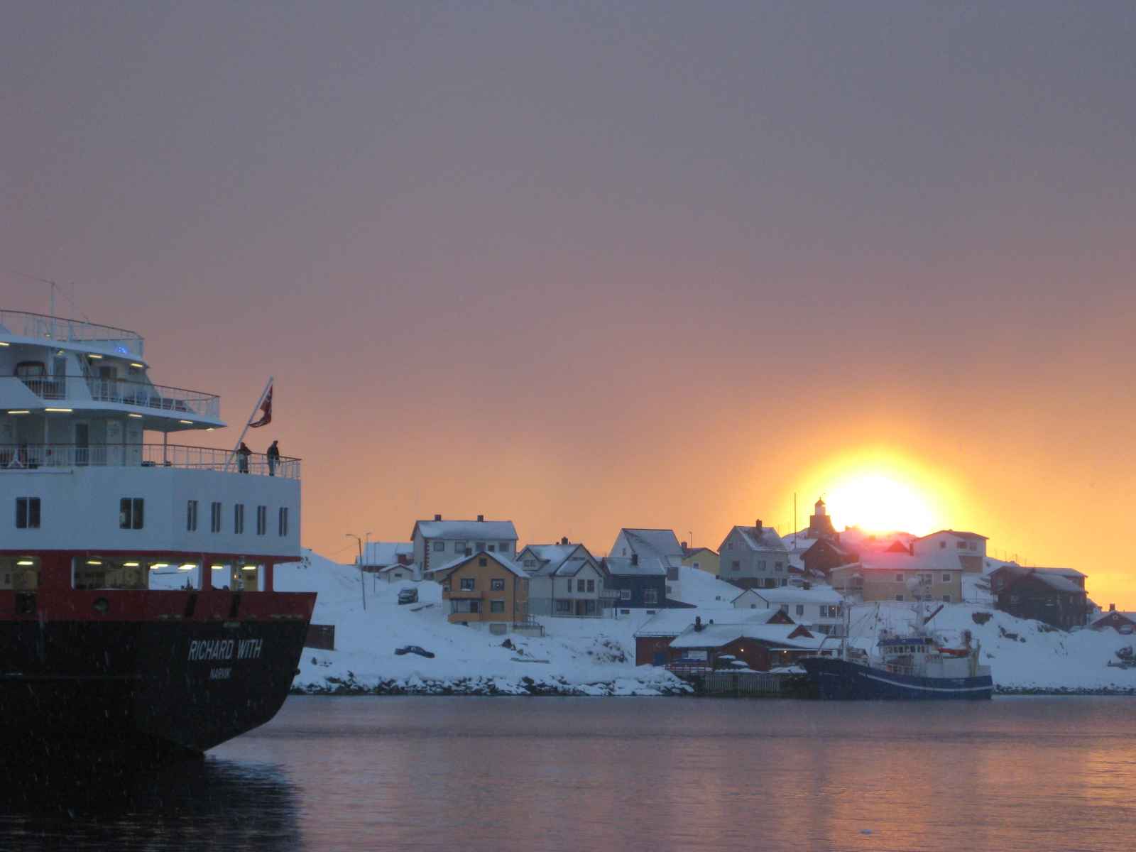 Honningsvag et le bateau MS Richard With, Norvège