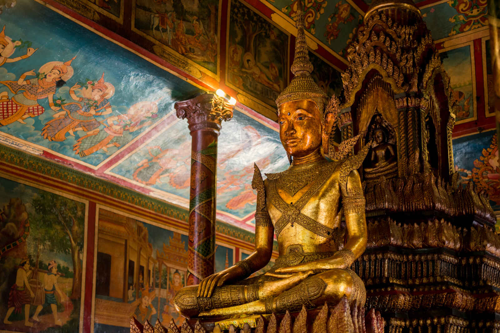 Bouddha, Pagode Wat Phnom, Phnom Penh, Cambodge