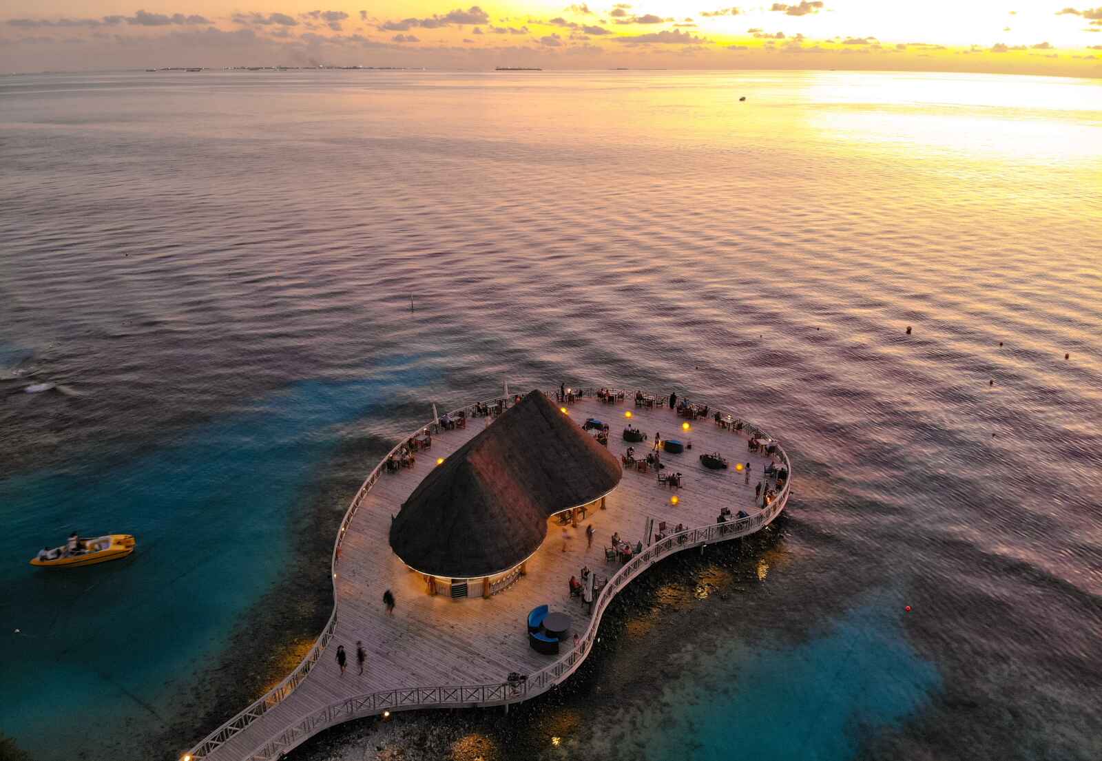 Vue aérienne, Hôtel Bandos, Atoll de Malé, Maldives