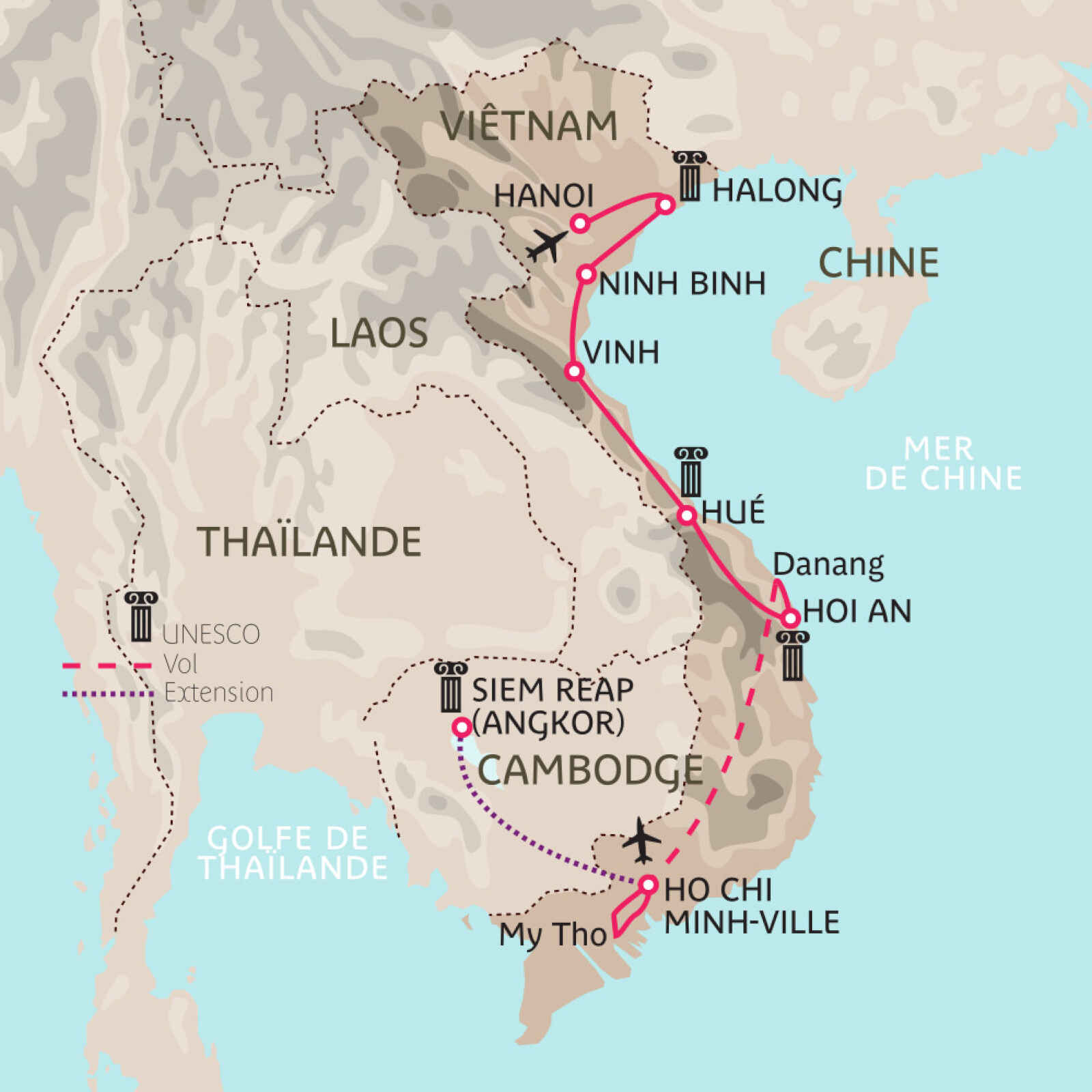 Carte Grand tour du Viêtnam en privé catégorie supérieure