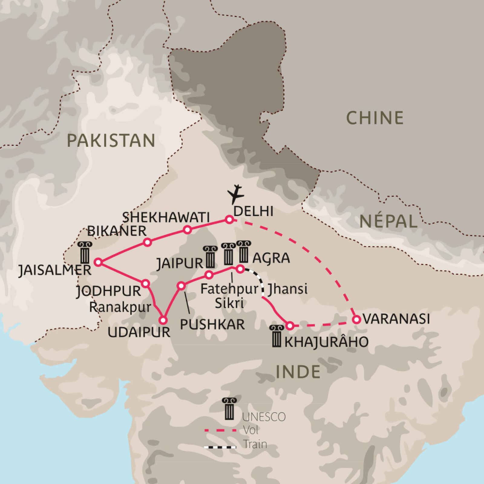 Carte Toute l’Inde du Nord en privé