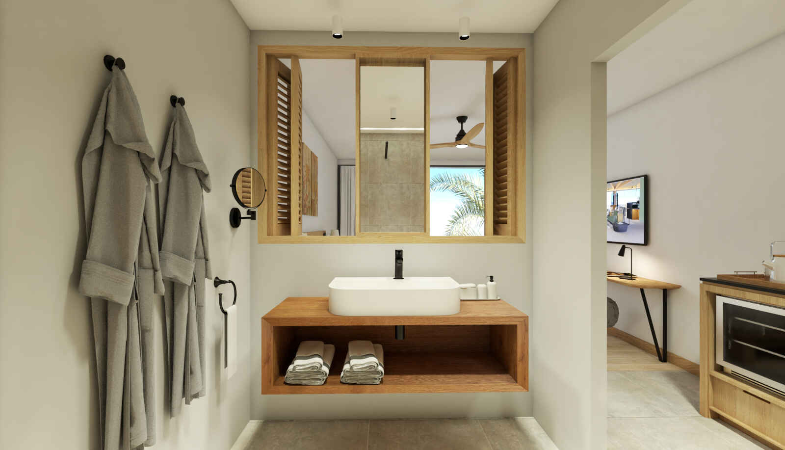 Salle de bain, Chambre Premium, Papangue Hôtel & Spa, La Réunion