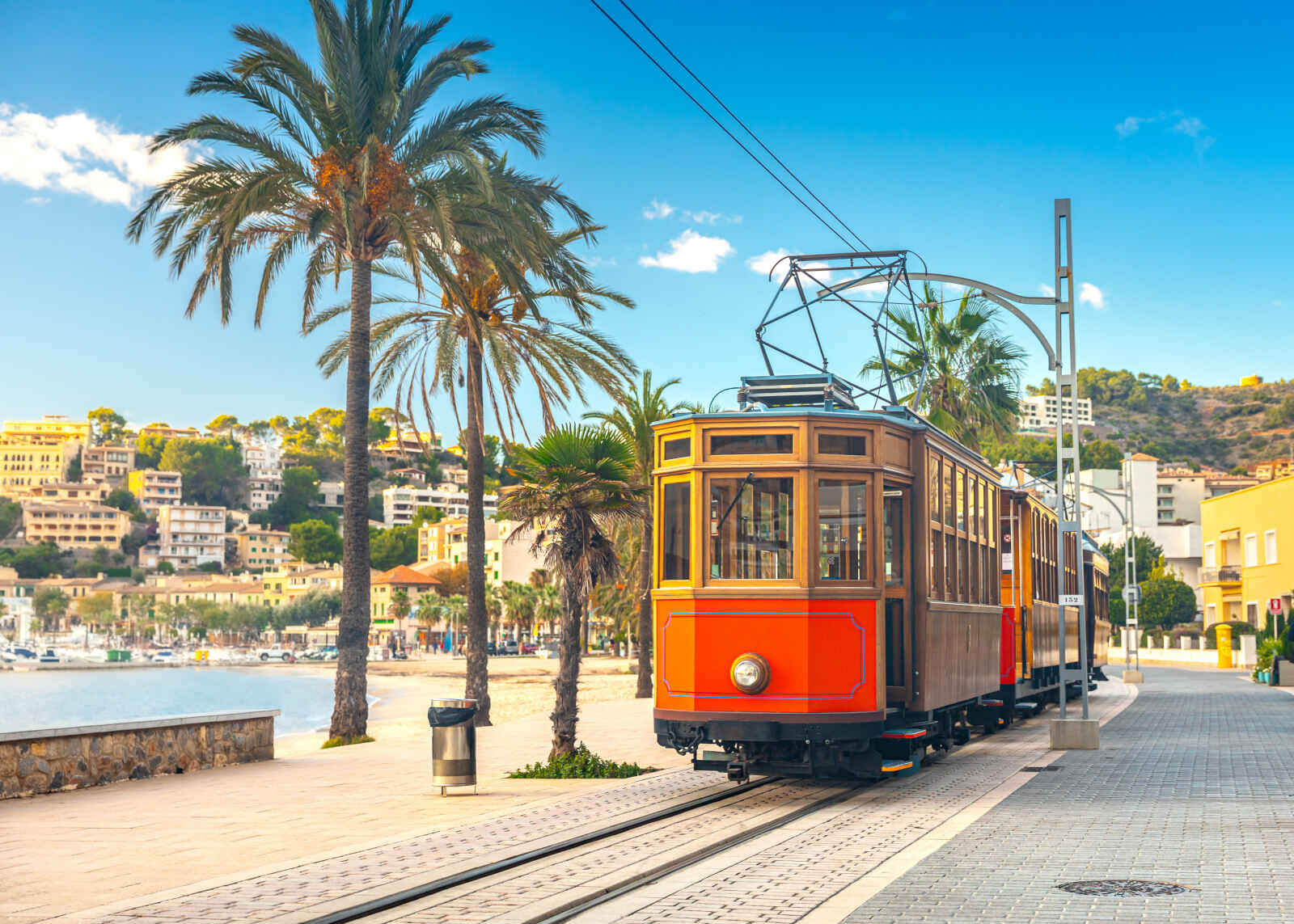 Le célèbre tram reliant Soller à Puerto de Soller, Majorque, îles Baléares, Espagne