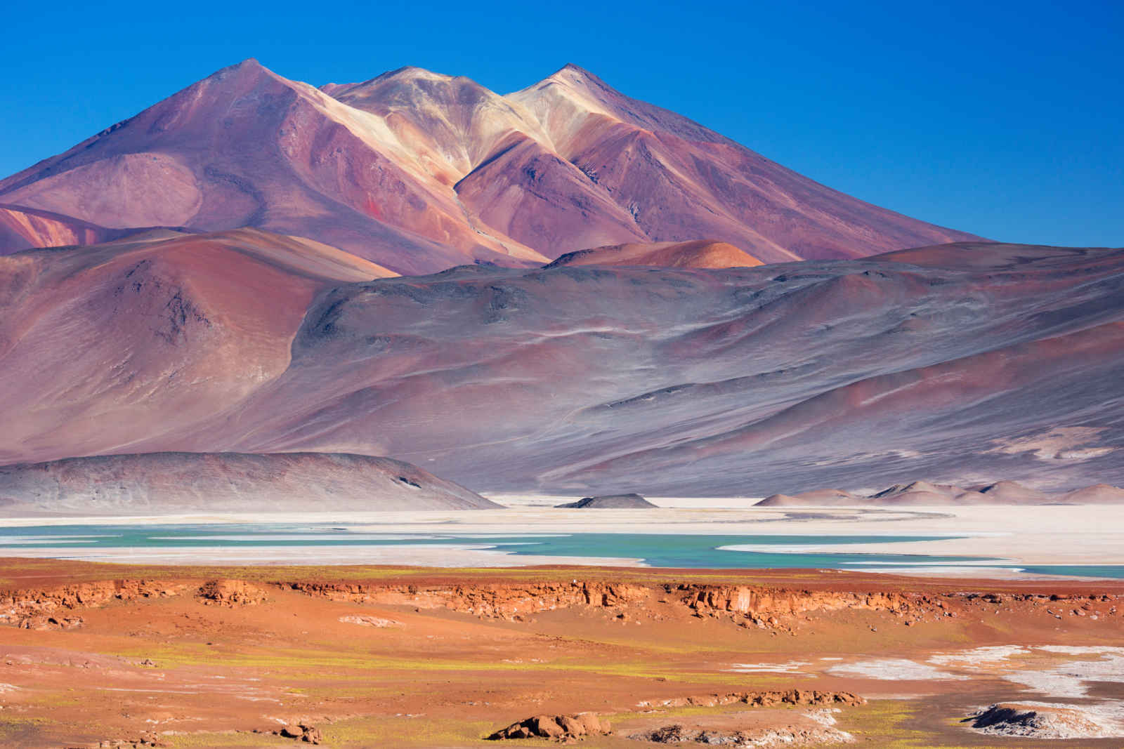 Salar de Talar et volcans, Désert d'Atacama, Chili