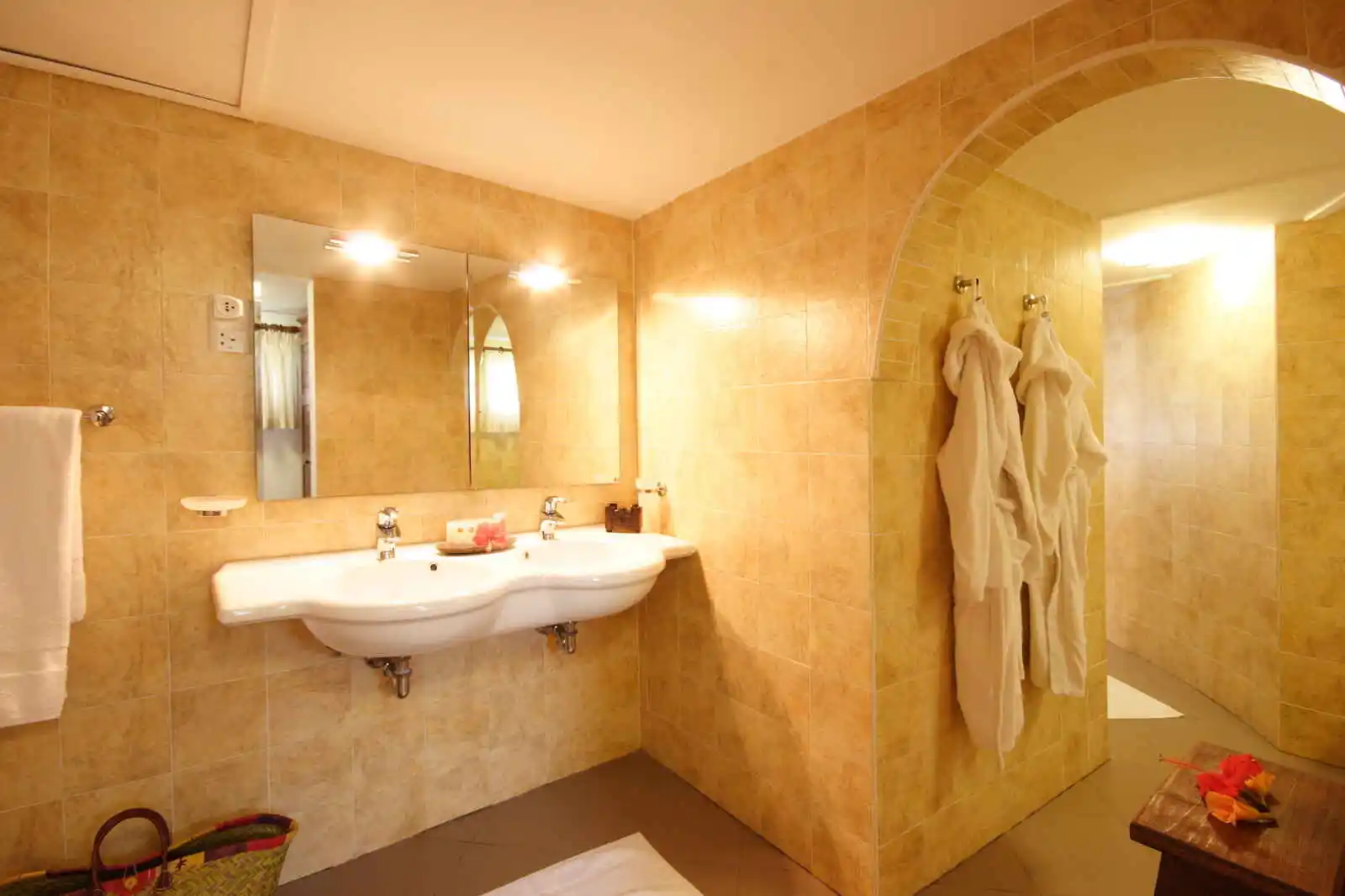 Salle de bain, Côte d'or Lodge, Praslin, Seychelles