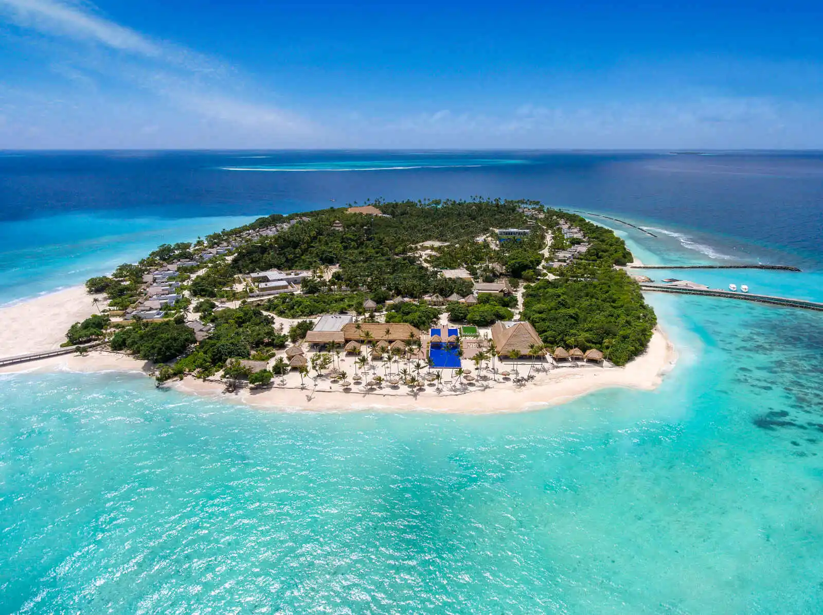 Vue aérienne, Emerald Maldives Resort & Spa, Attoll de Raa, Maldives