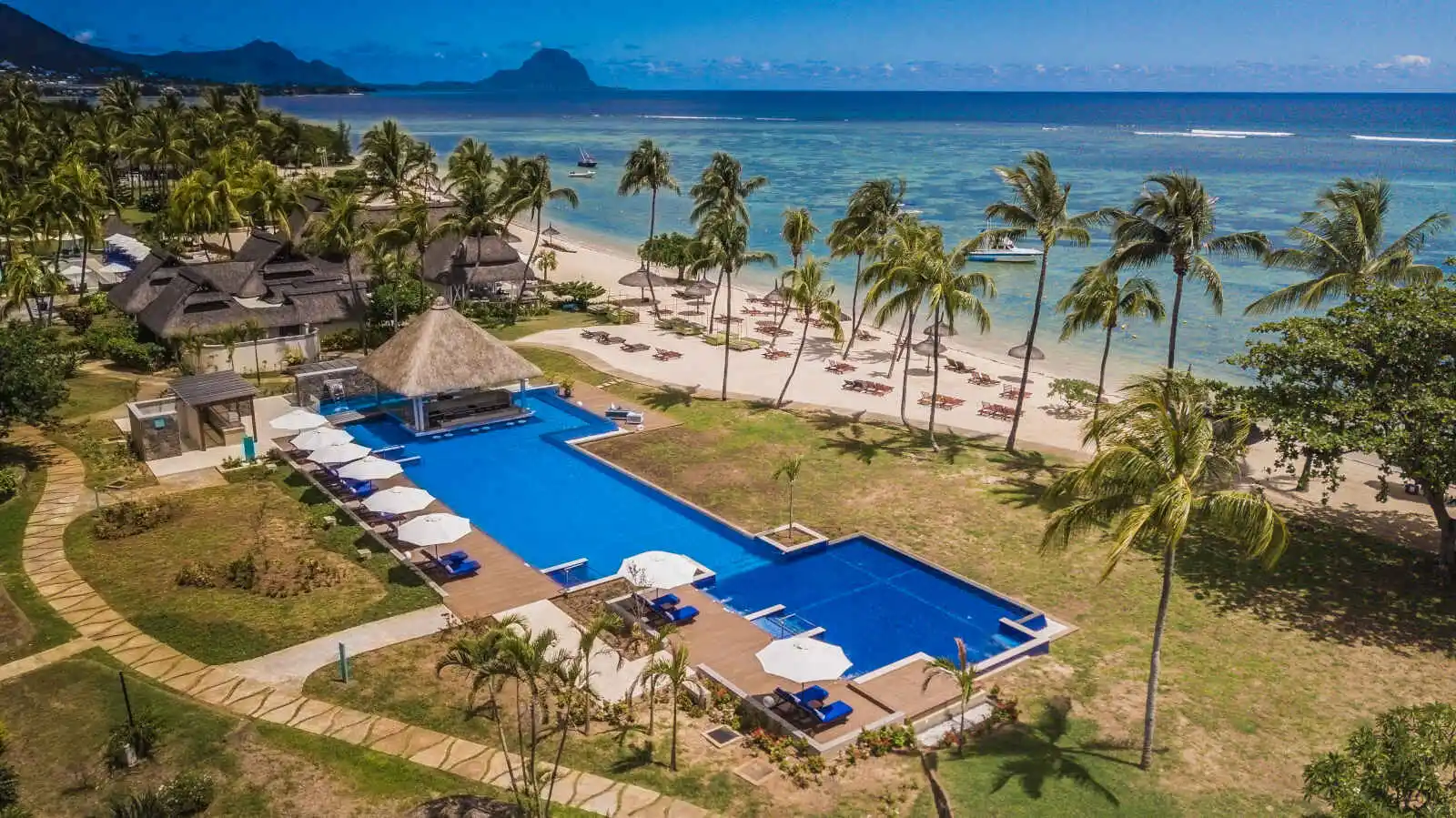 Vue aérienne, Sofitel Mauritius Imperial Resort and Spa, Flic en Flac, Île Maurice