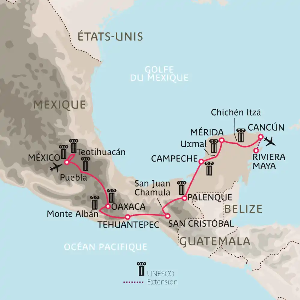 Carte Cités dorées du Mexique en privé