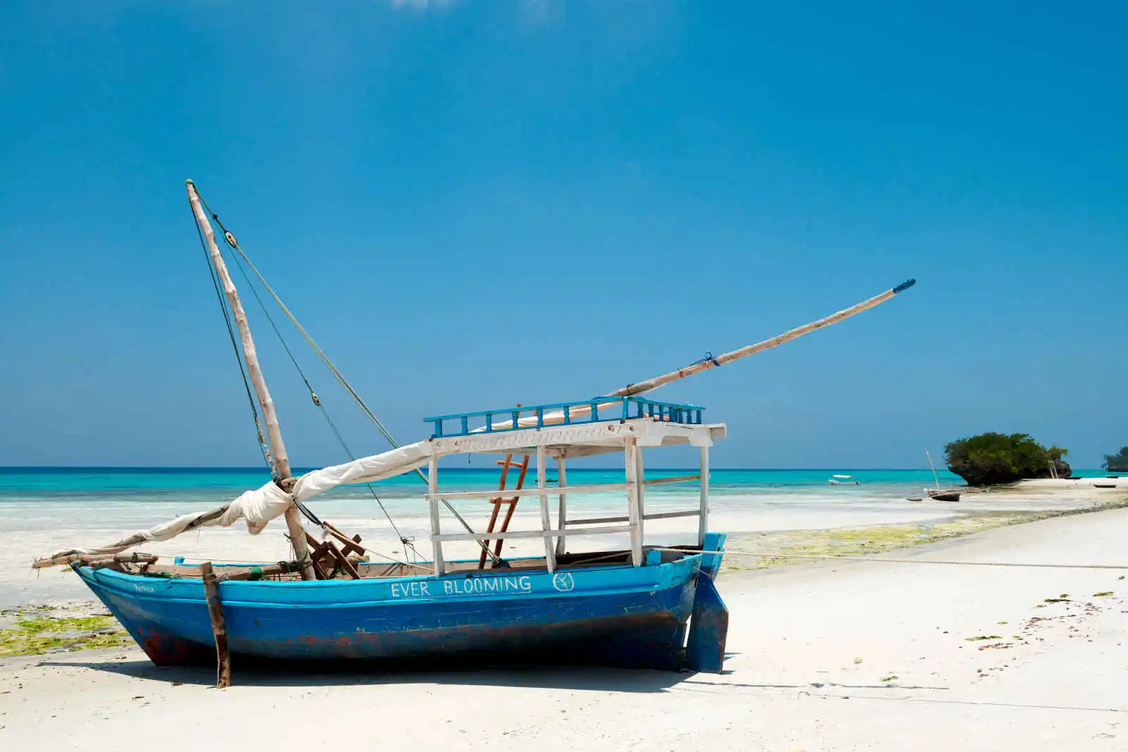Bateau de pêche sur la plage, Aiyana Pemba, Zanzibar