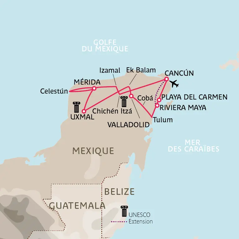 Carte De pyramides en plages yucatèques