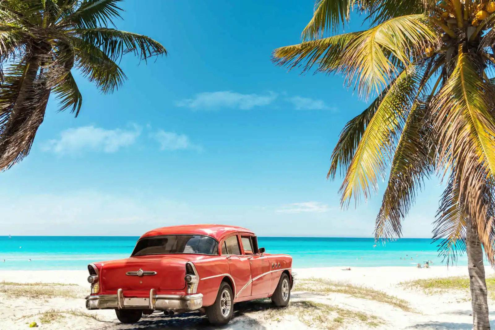 Vieille américaine sur plage de Varadero, Cuba, Caraïbes