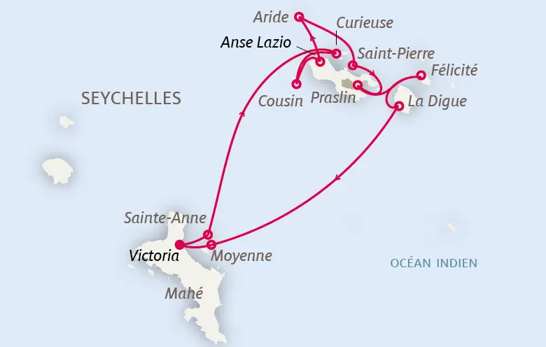 Carte Seychelles, le jardin d’Éden