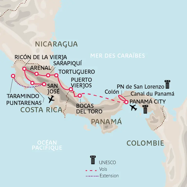 Carte Tropiques centraméricains