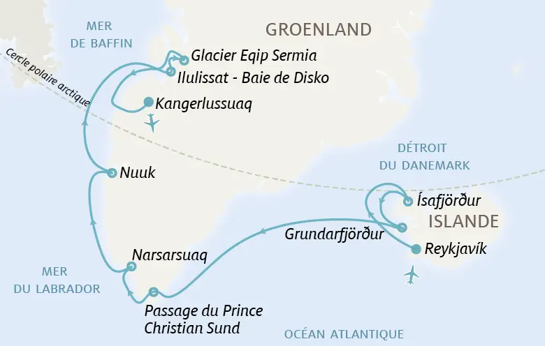 Carte Islande et Groenland