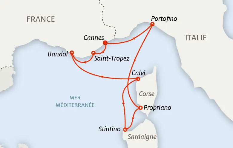 Carte Corse, Sardaigne et Riviera