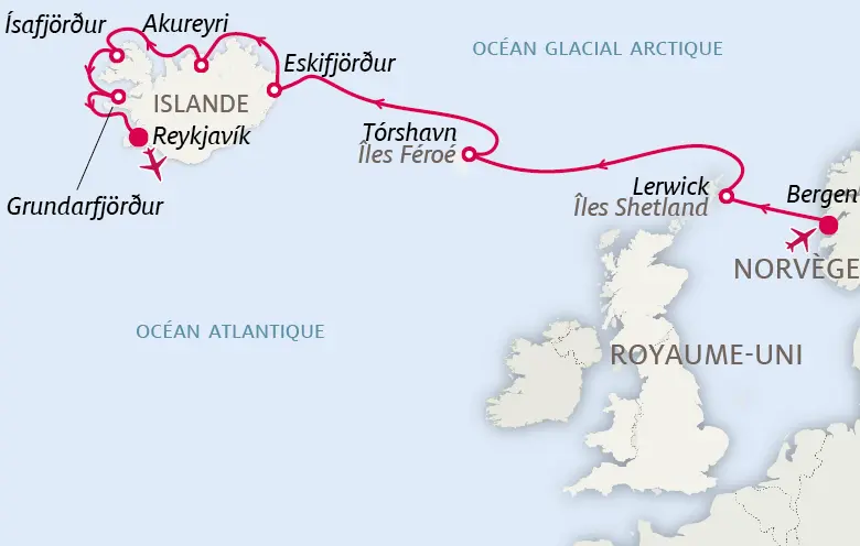 Carte Incroyable Islande, îles Féroé & Shetland