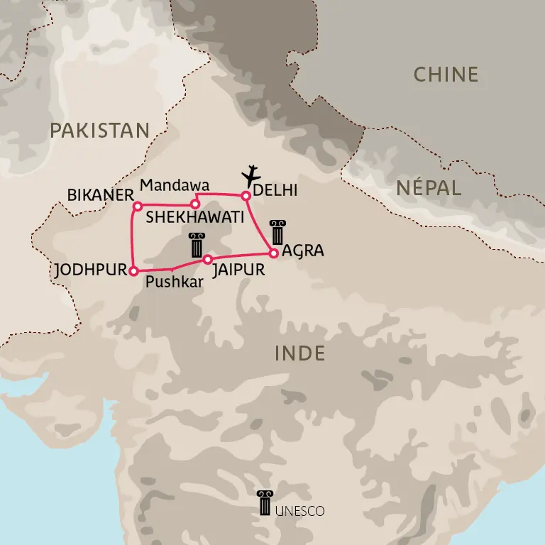Carte Au cœur du Rajasthan