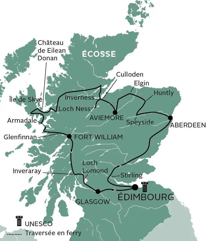 Carte Écosse, terre de châteaux