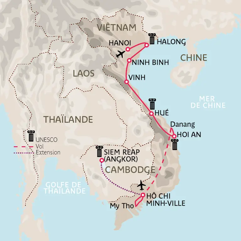 Carte Grand tour du Viêtnam