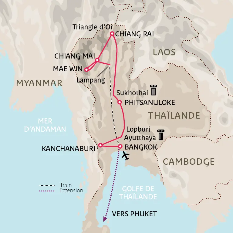 Carte Capitales du Siam & Triangle d’Or en privé