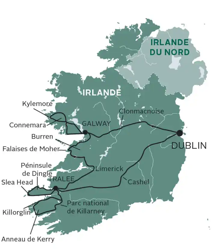 Carte L’essentiel de l’Irlande en petit groupe