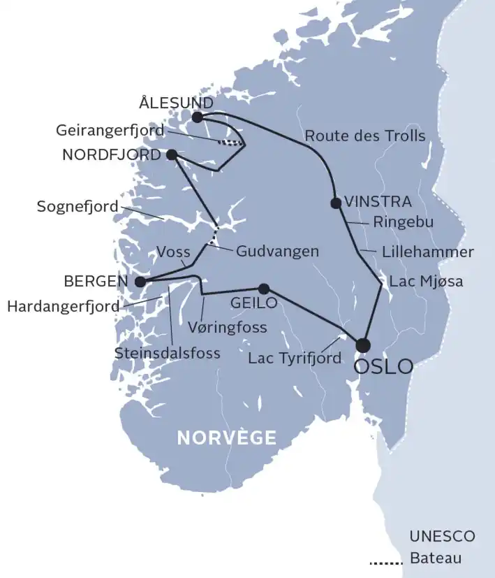 Carte Norvège des Vikings