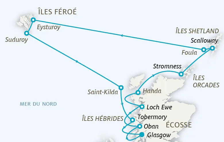 Carte Archipels d’Écosse et Îles Féroé