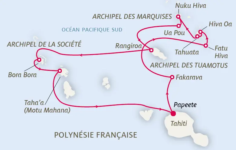 Carte Mosaïque des Marquises, Tuamotu et îles de la Société