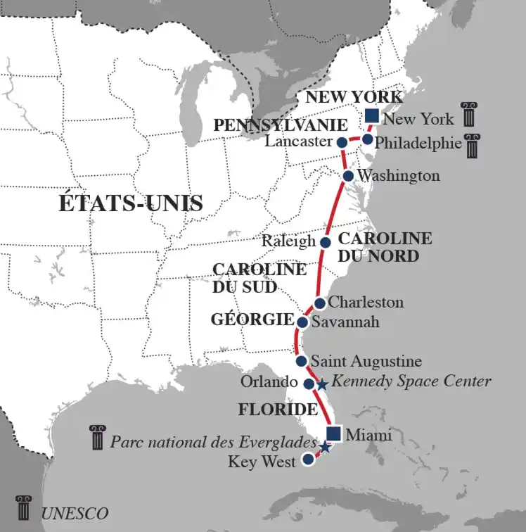 Carte De New York à Miami