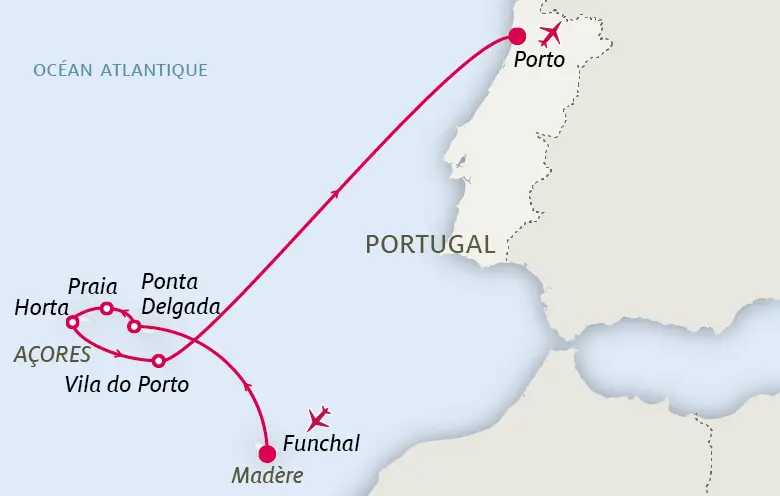 Carte Madère et l’archipel des Açores