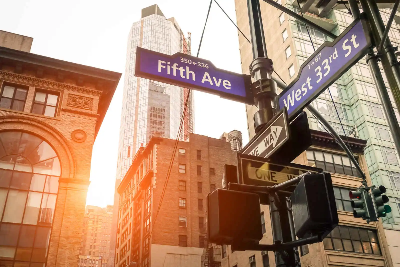 Panneaux de la 5ème Avenue et de la West 33 rd Street, New York City