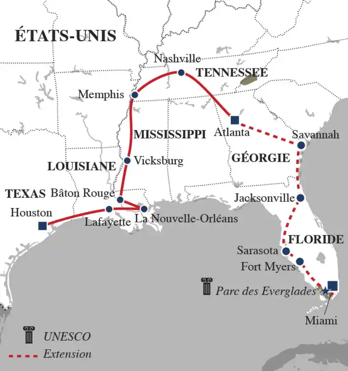 Carte Sensations du Sud avec extension Floride