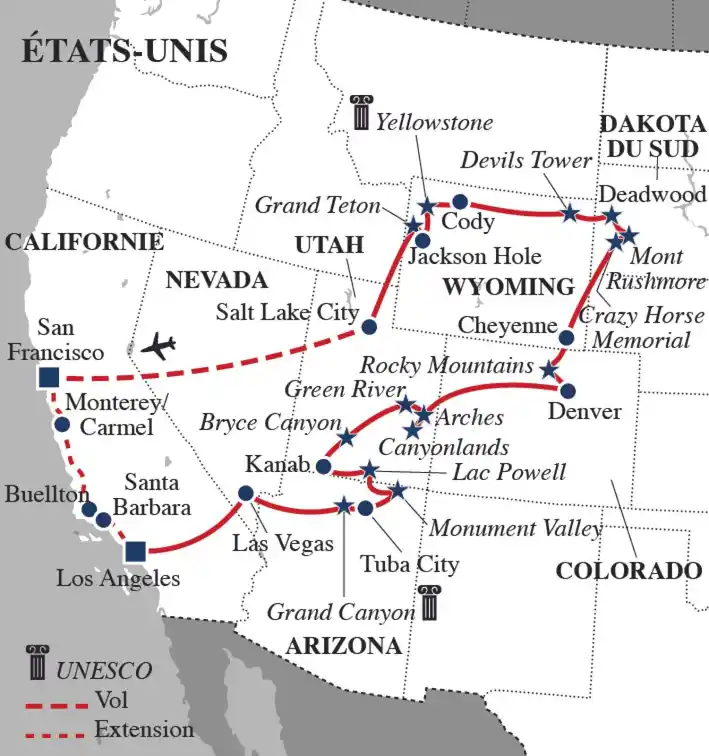 Carte Wild West et extension Californie