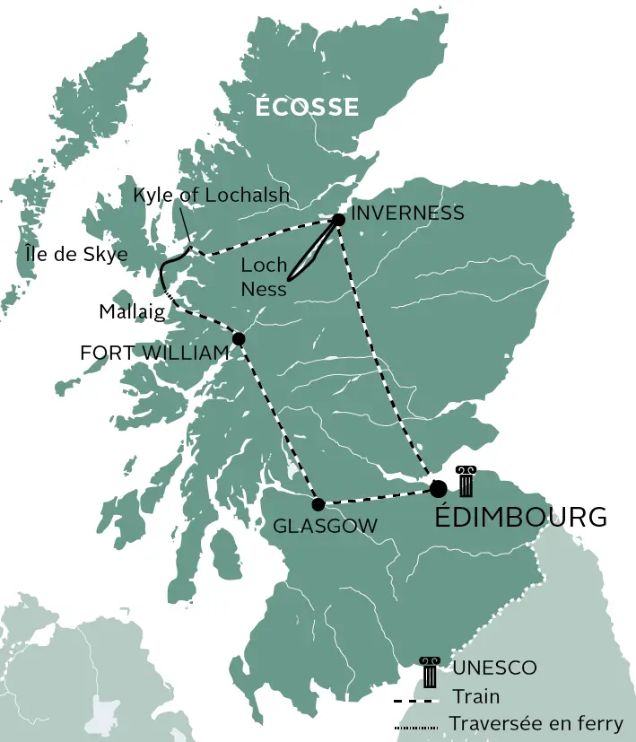 Carte L’Écosse par le train