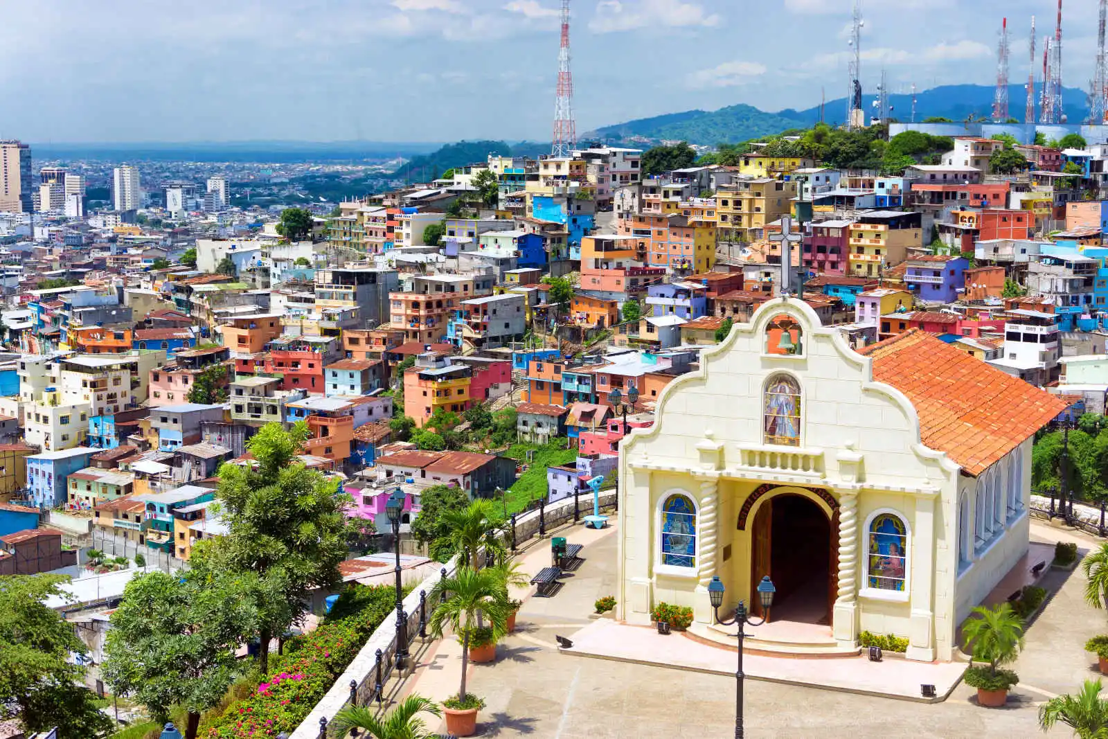 Colline de Santa Ana, vue sur l'église, Guayaquil, Equateur