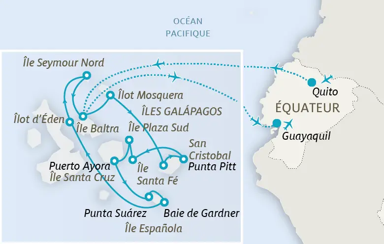 Carte Les îles Galápagos sur les traces de Darwin