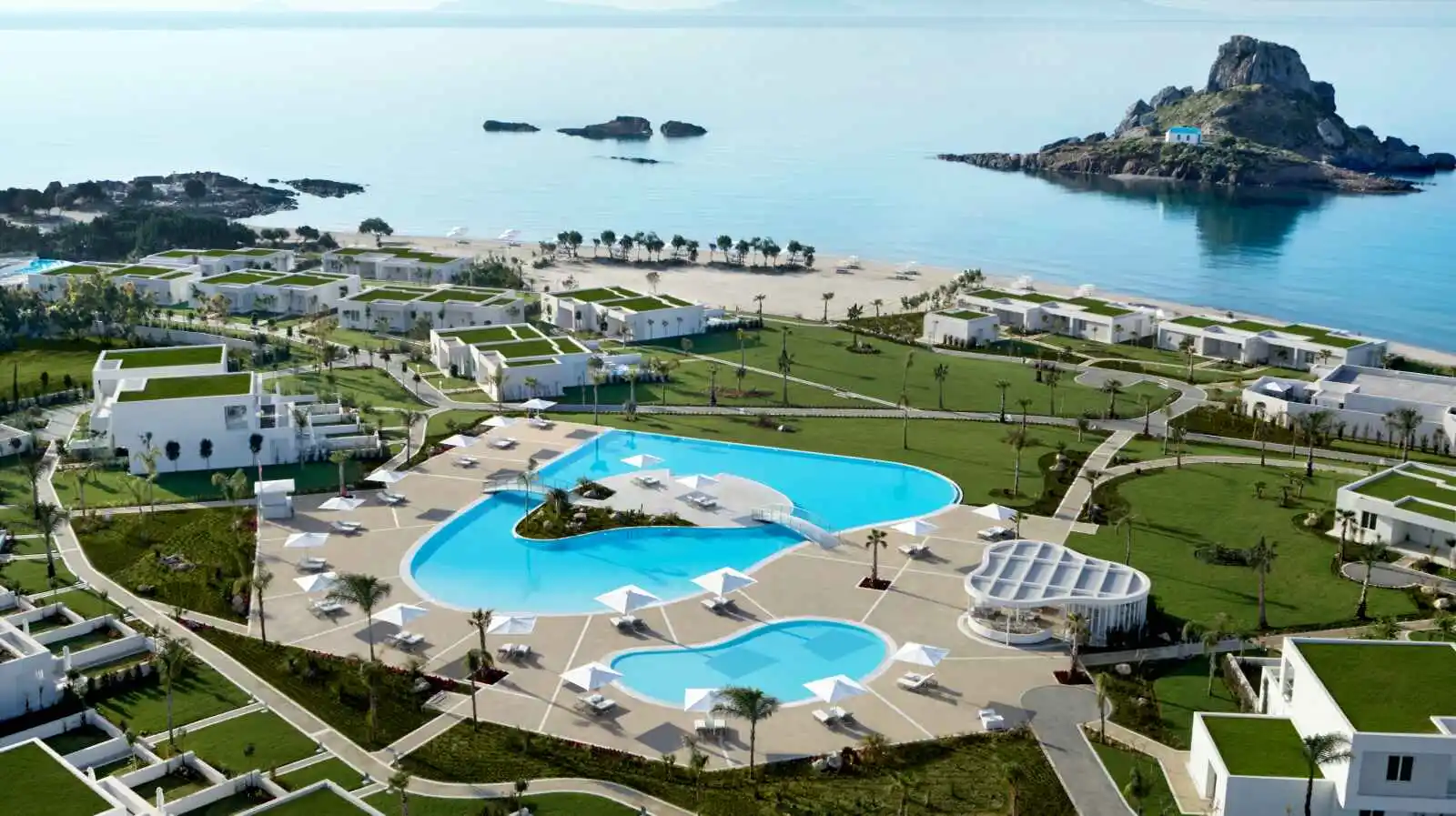 Vue aérienne de l'hôtel, hôtel Ikos Aria Resort