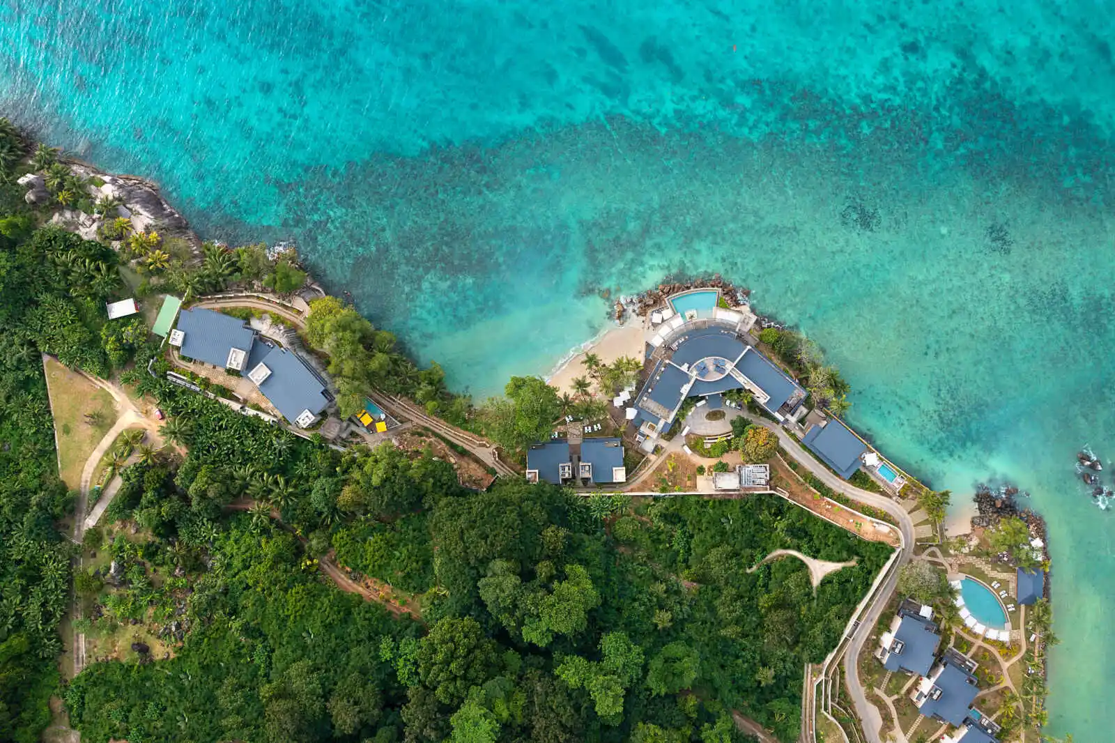 Vue aérienne Mango House Seychelles, LXR Hotels & Resorts, Seychelles