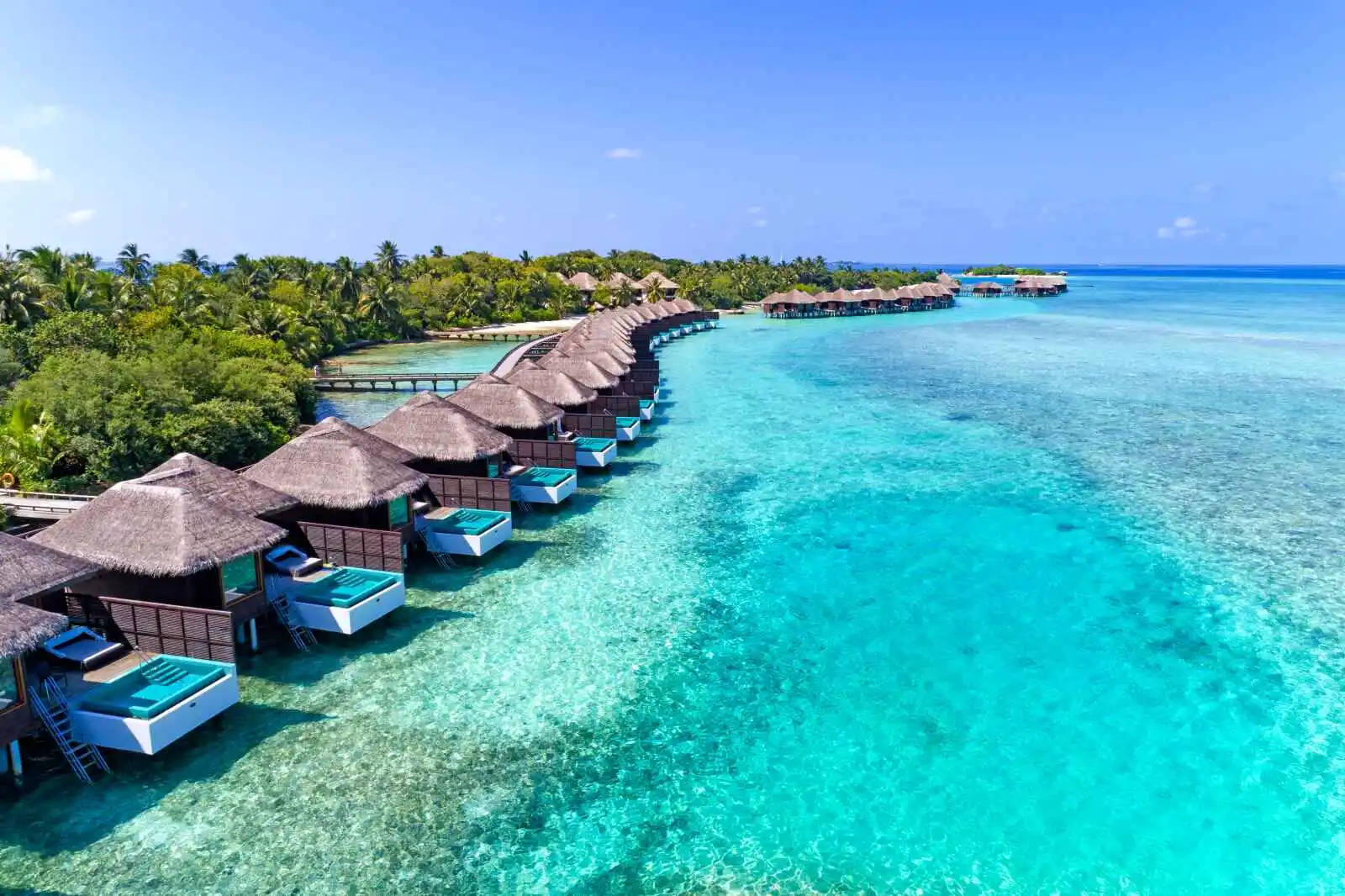 Vue aérienne de l'hôtel, Sheraton Maldives Full Moon Resort & Spa