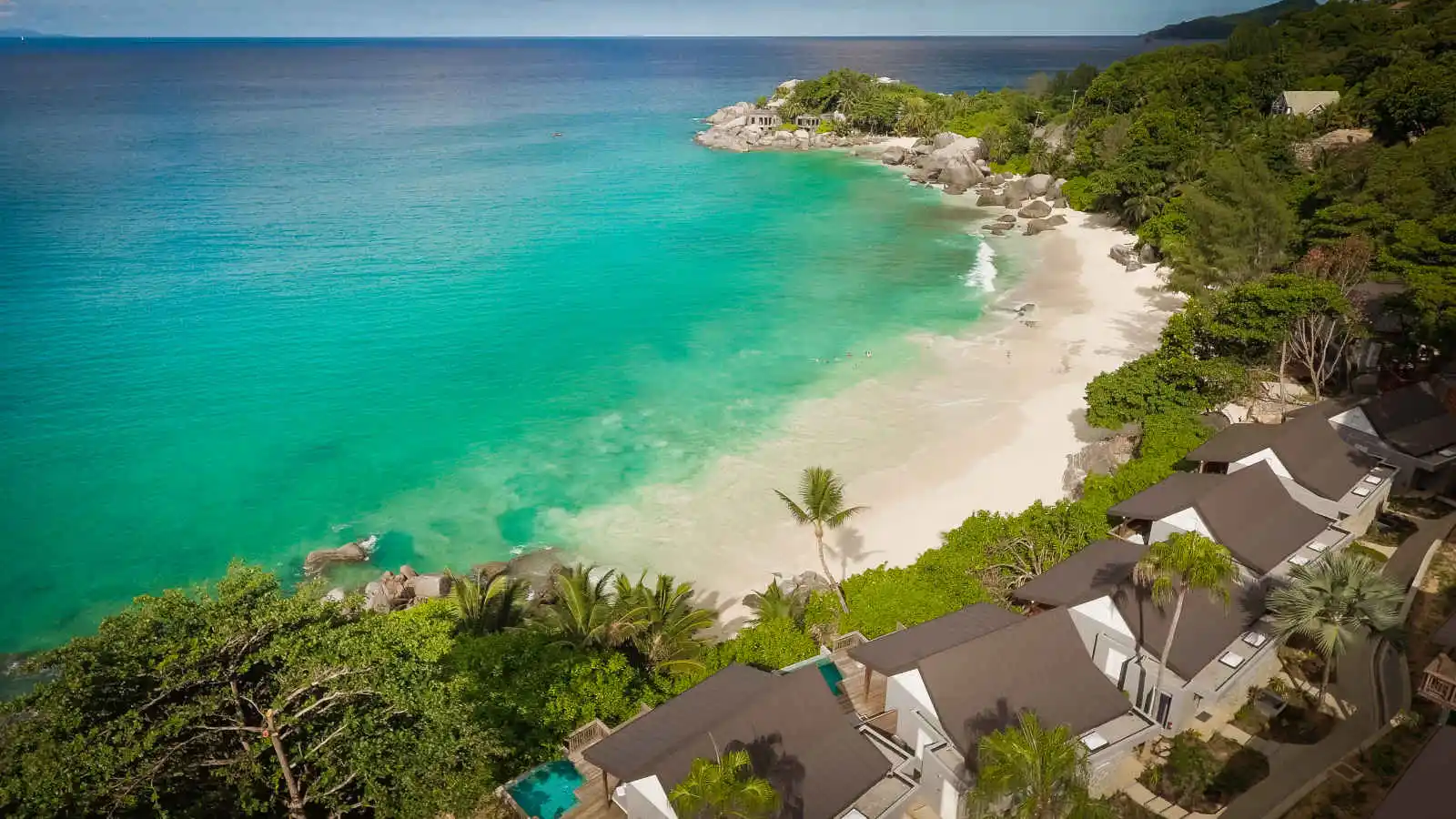 Plage, vue aérienne, Carana Beach, Seychelles