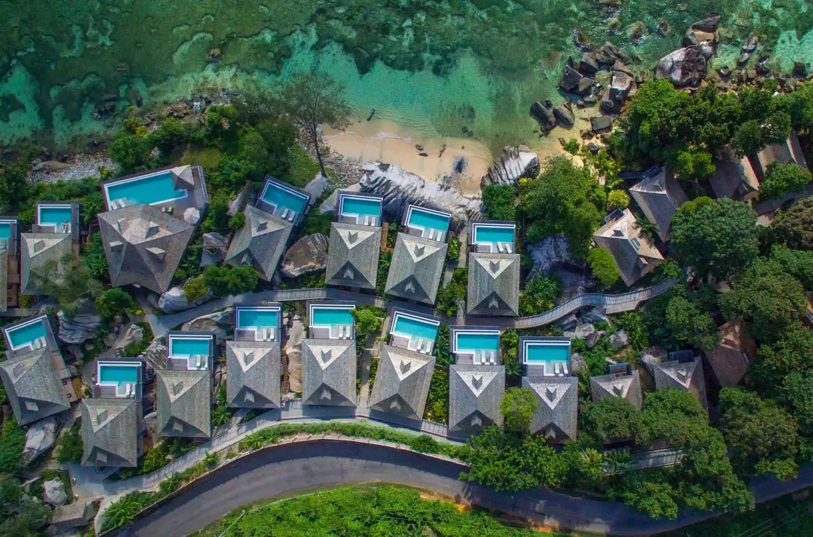 Vue aérienne villas, Hilton Seychelles Northolme Resort & Spa, Seychelles