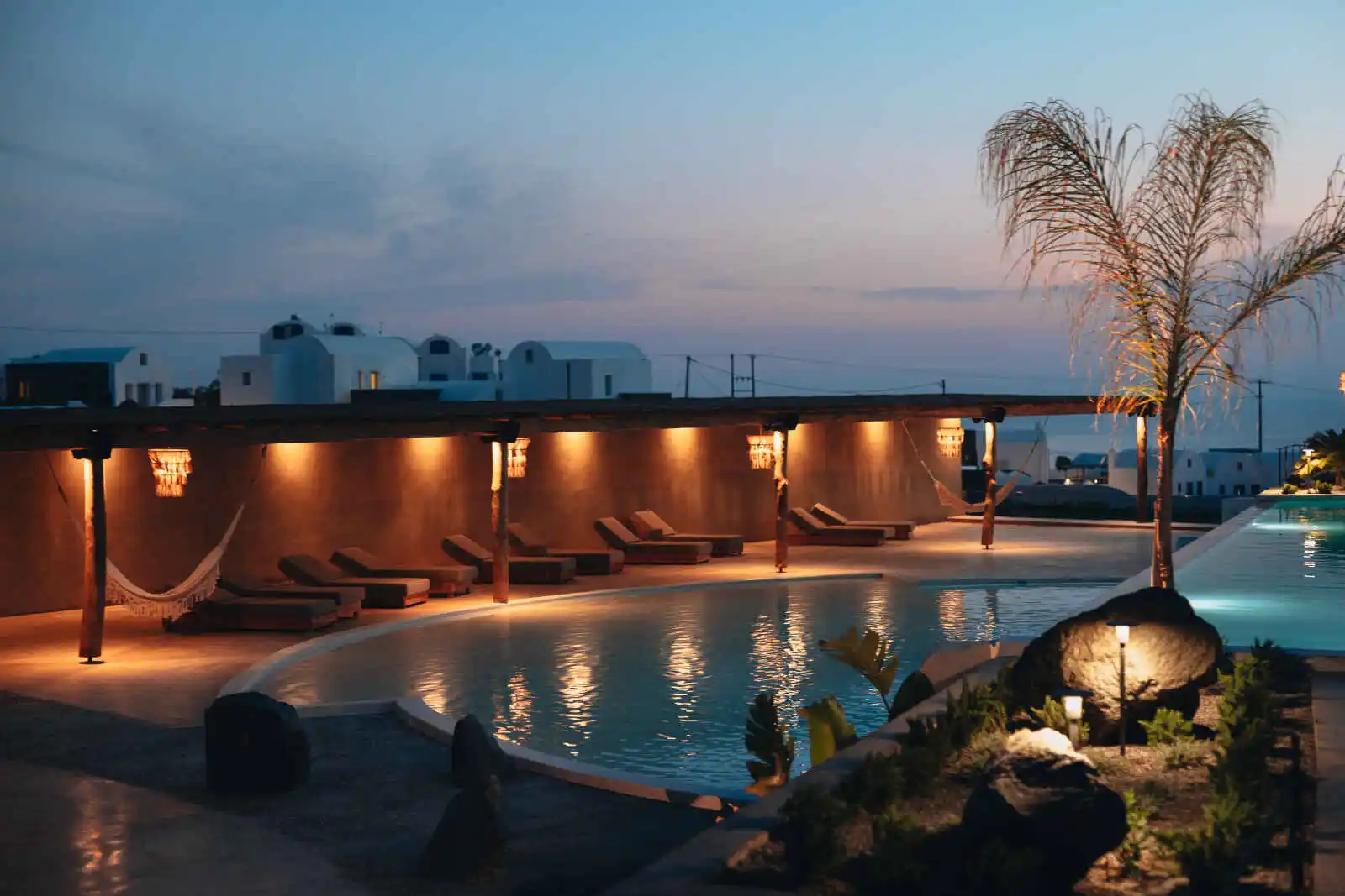 Piscine de nuit, Andronis Arcadia Hotel, Santorin, Grèce