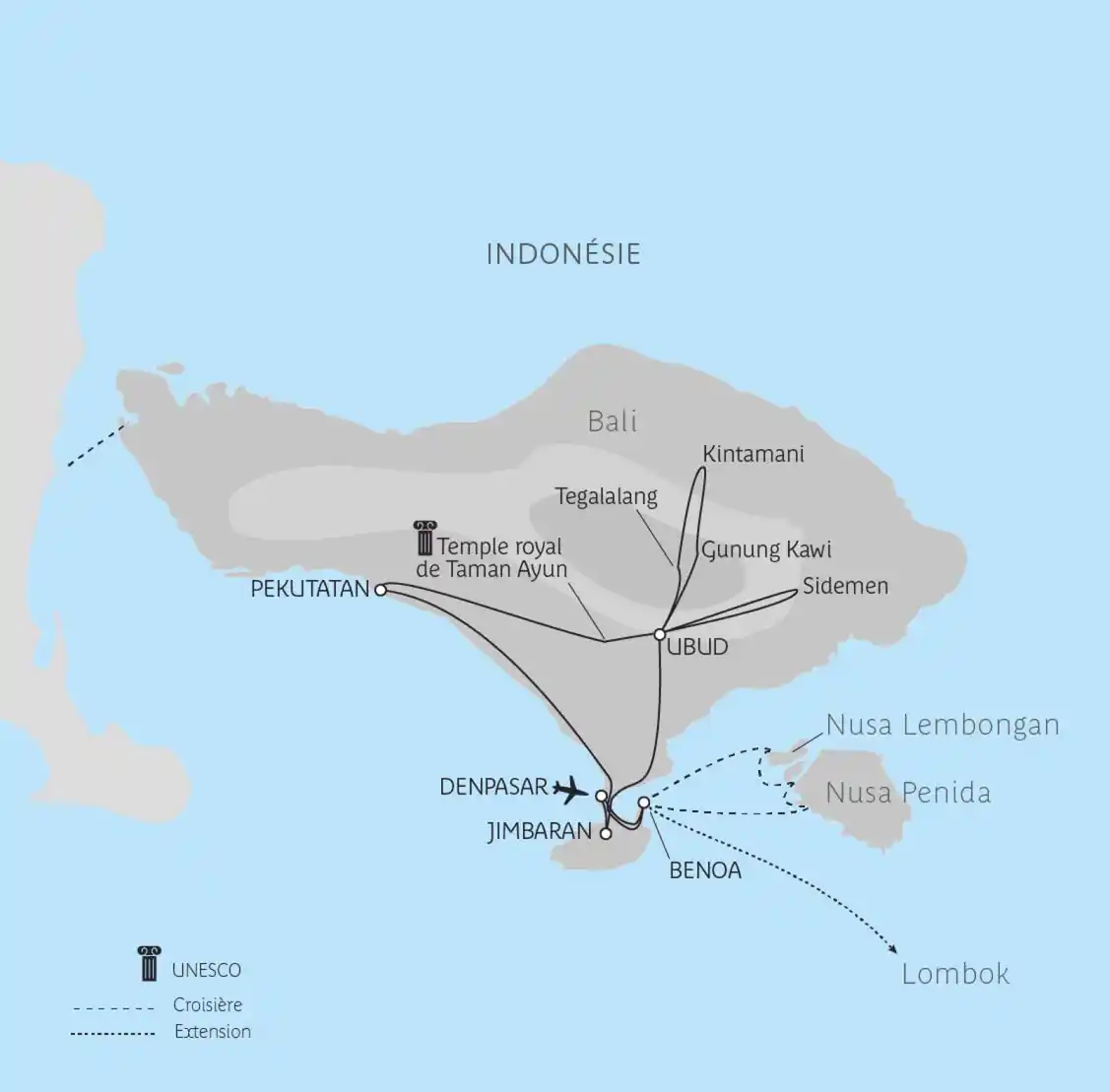 Carte Bali, île secrète en privé