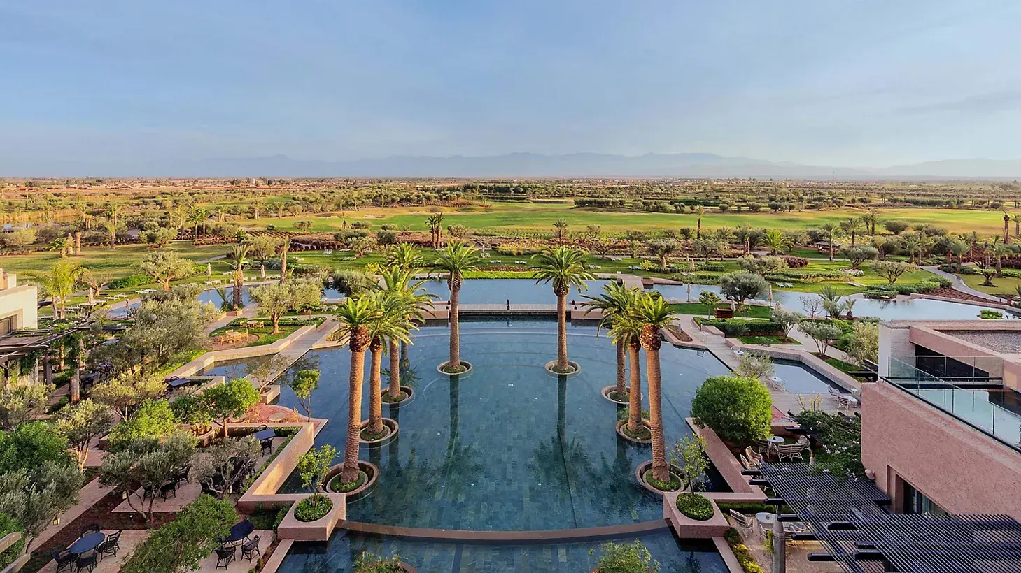 Vue aérienne de l'hôtel, Fairmont Royal Palm Marrakech, Maroc