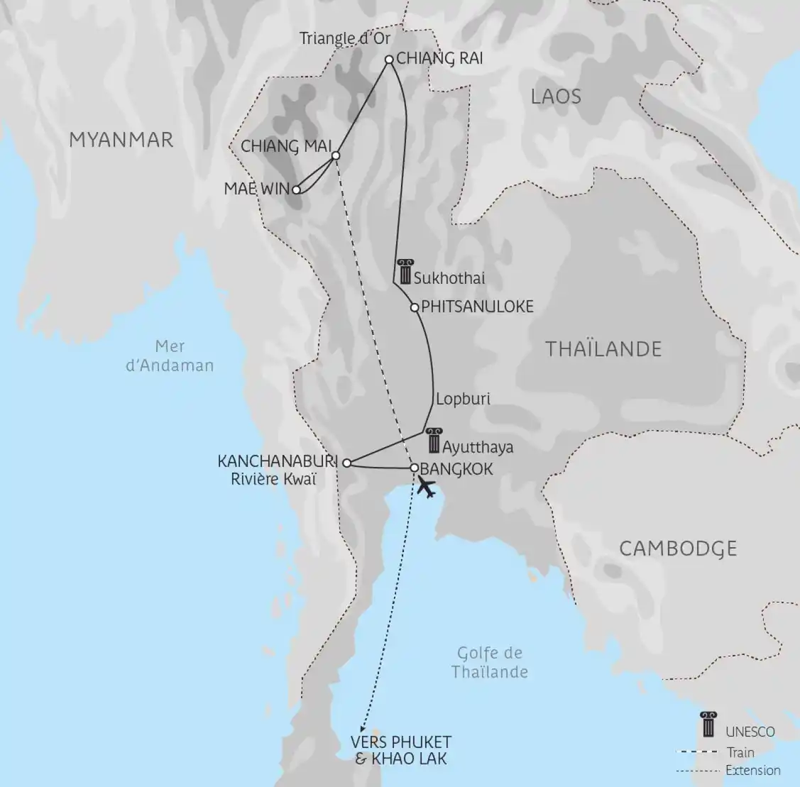 Carte Capitales du Siam & Triangle d’Or
